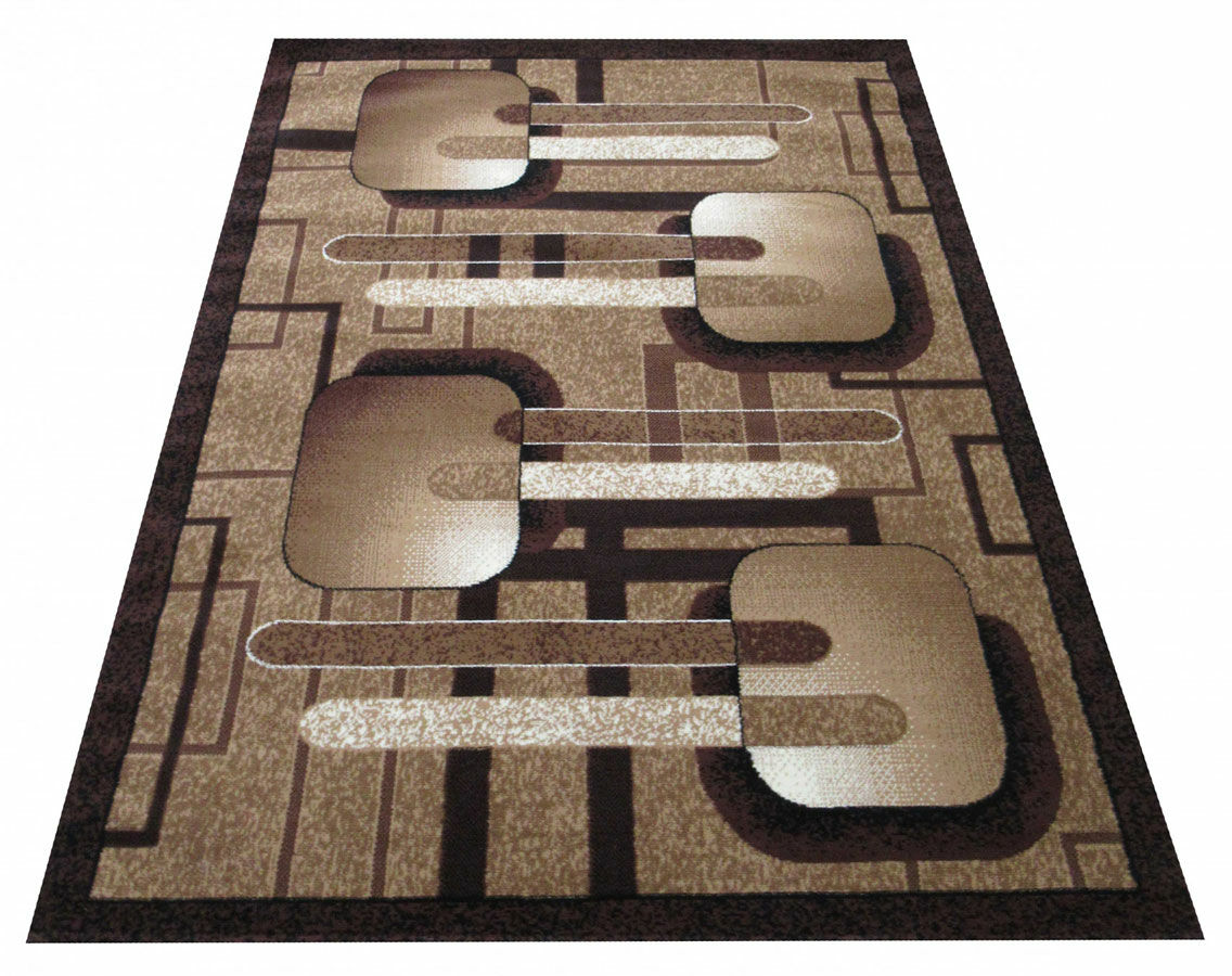 Profeos Brązowy dywan w geometryczne wzory - Gertis