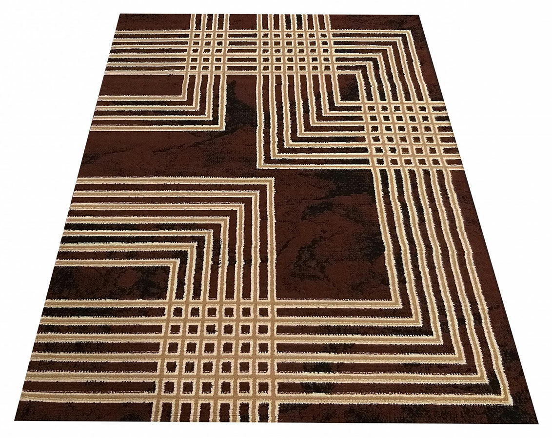 Profeos Brązowy dywan z kremowym wzorem - Gertis