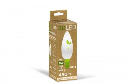 Żarówka ledowa 3LED ECO świeczka E-14 6W barwa neutralna 6W
