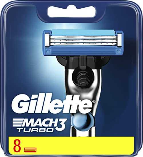 Gillette Mach3 Turbo Ostrza Wymienne do Maszynki do Golenia Dla Mężczyzn (8 Sztuk), z Ostrzami Twardszymi niż Stal