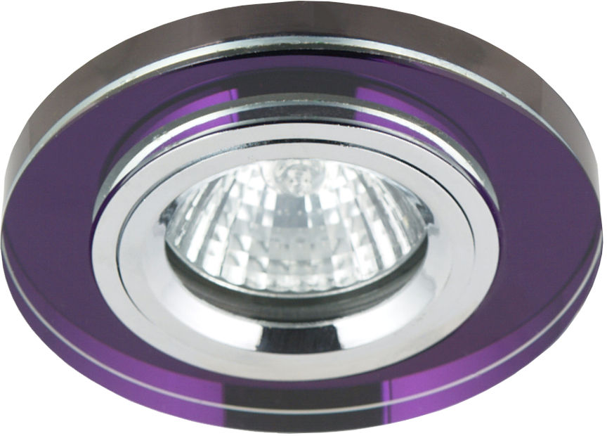 Candellux SS-15 CH/PU 2250123 oprawa do wbudowania stropowa chrom MR16 oczko sufitowa kwadratowa szkło fioletowe min.6,4cm