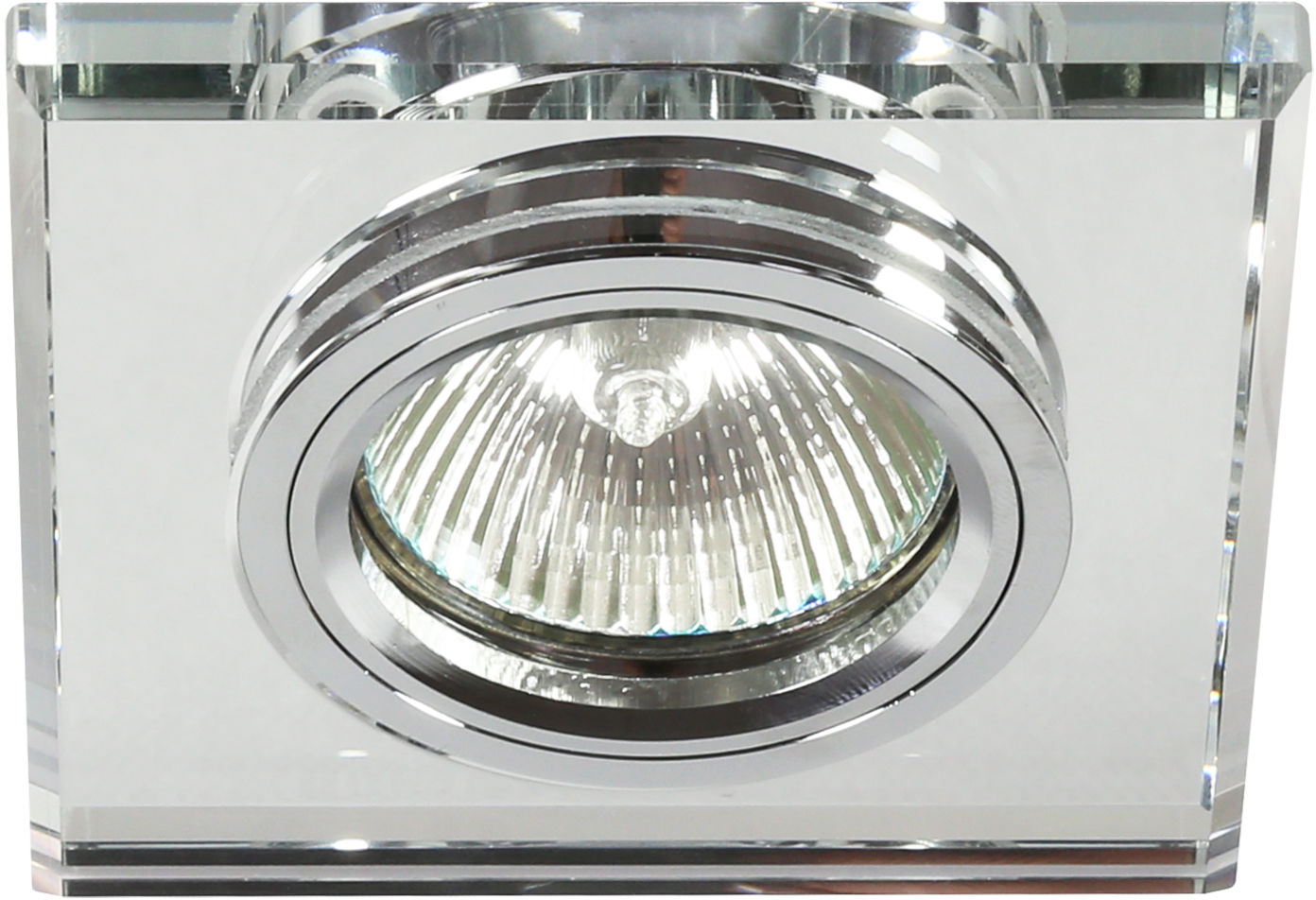 Candellux SS-13 CH/WH 2230453 oprawa do wbudowania chrom MR16 oczko sufitowe kwadratowa szkło przeźroczyste min. 6,4cm
