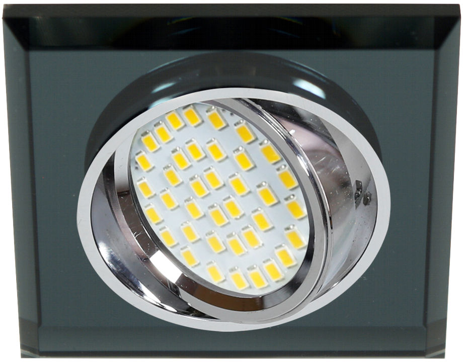 Candellux SSU-13 CH/BK 2263809 oprawa do wbudowania chrom MR16 oczko sufitowe kwadratowa czarny 9cm