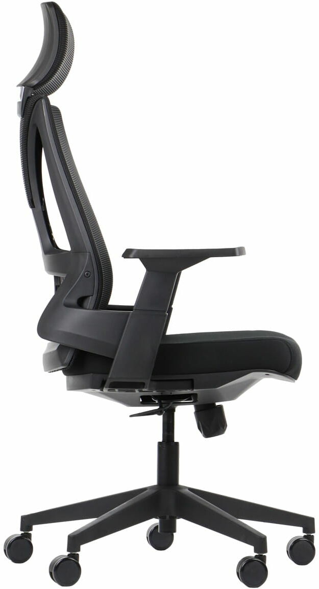 Fotel biurowy obrotowy OLTON H CZARNY - zagłówek, oparcie siatkowe - krzesło obrotowe, biurowe