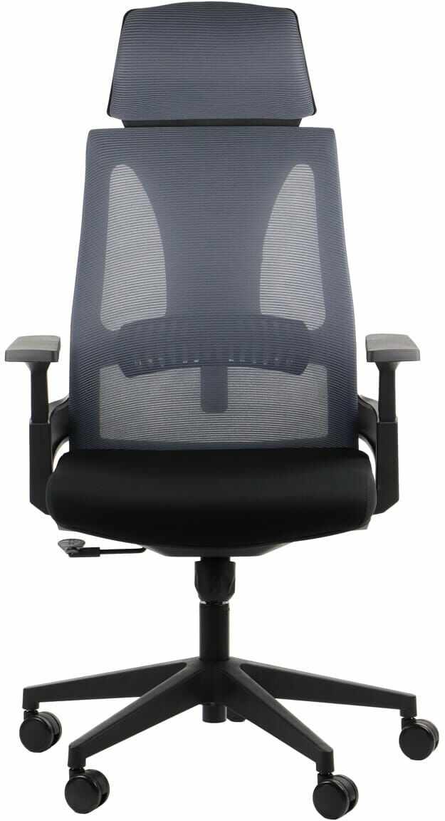 Fotel biurowy obrotowy OLTON H SZARY - zagłówek, oparcie siatkowe - krzesło obrotowe, biurowe
