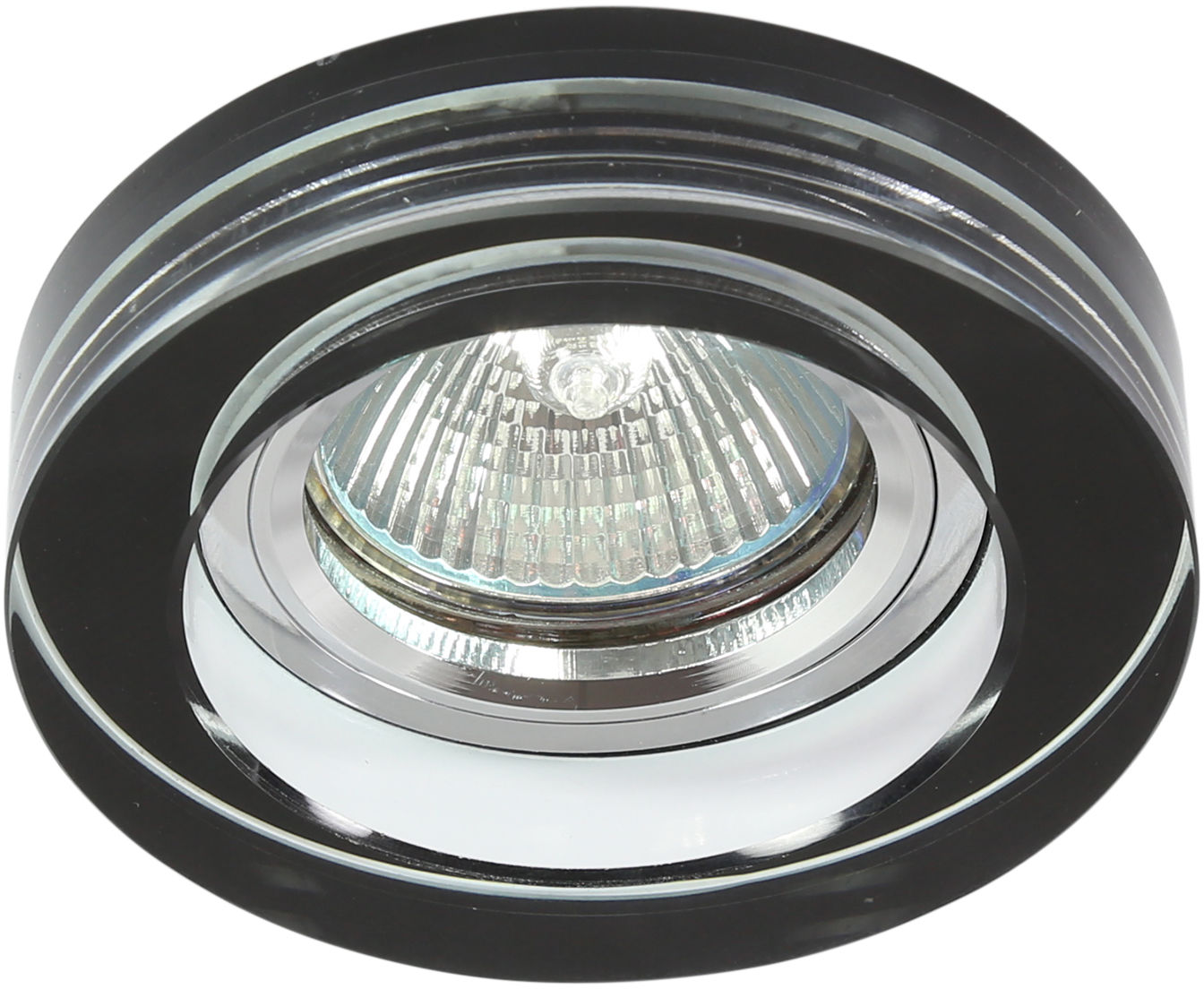 Candellux SS-31 CH/BK oprawa do wbudowania stropowa chrom okrągła czarny szkło MR16 9cm